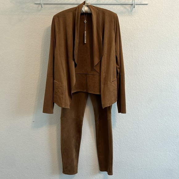 MAX STUDIO VICUÑA LEGGINGS MATCHING JACKET SET LARGE MICROSUEDE - Picture 2 of 10